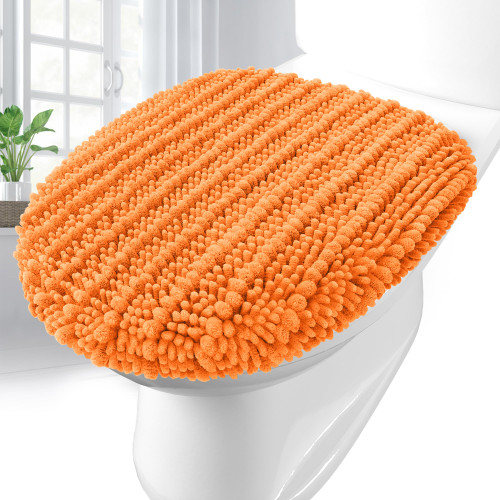Arotive Luxury Soft Chenille Bathroom Toilet Lid Cover 17.5x15, Orange