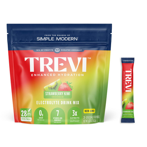 TREVI Electrolytes Powder Packets, Sugar Free Hydration, Strawberry Kiwi
