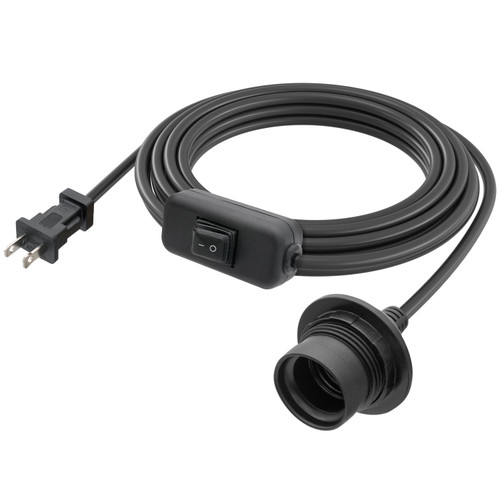 FIRMERST E26 Waterproof Light Socket with Switch Cord, 15 Feet, Black