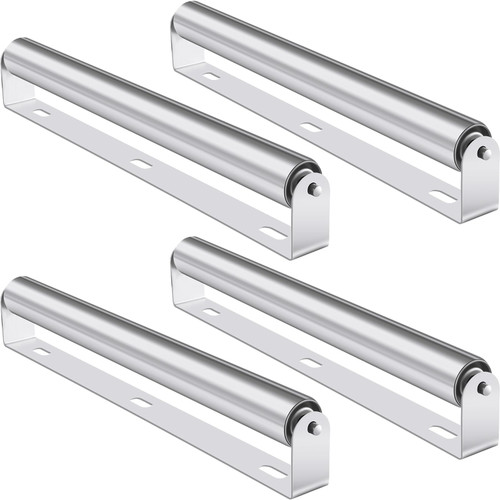 Therwen Boat Trailer Rollers with Brackets, 10'' Long, Silver, Pack of 4