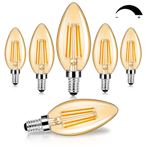 BesLowe 6-Pack Dimmable E12 LED Candelabra Bulbs 60W Equivalent, 2200K