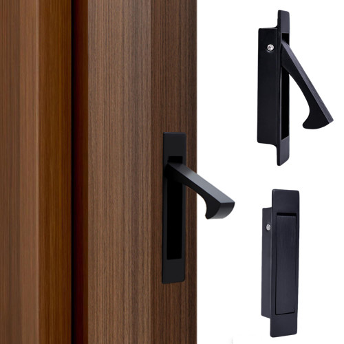 Dontay Pocket Door Handles Edge Pull,Flush Finger Hardware,Matte Black,1