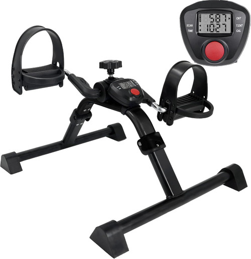 Vaunn Foldable Compact Professional Wrist Arm Leg Strengtheners Pedal Exerciser with Electronic Display for Indoor Exerciser and Physical Therapy (Gun Metal Black)