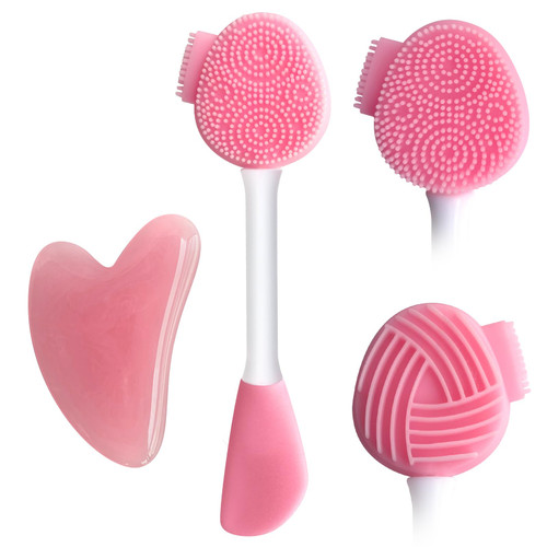 MUIIGOOD Gua Sha Massage Board Tool + Silicone Face Scrubber Face Mask Brush Exfoliating Lip Cleansing Facial Cleansing/Wash Brush Exfoliator Blackhead Skin Care Makeup Removes for Women Men