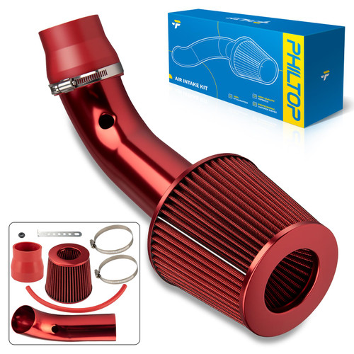PHILTOP 3" Universal Cold Air Intake Kit (Red)