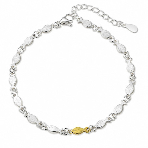 Someki Swim Against the Current Bracelet, Adjustable Tarnish-Free Hope Ring Chunky Fish Design Bracelets, Unique Inspirational Hope Jewelry Gift for Women Best Friend Sister (Silver)