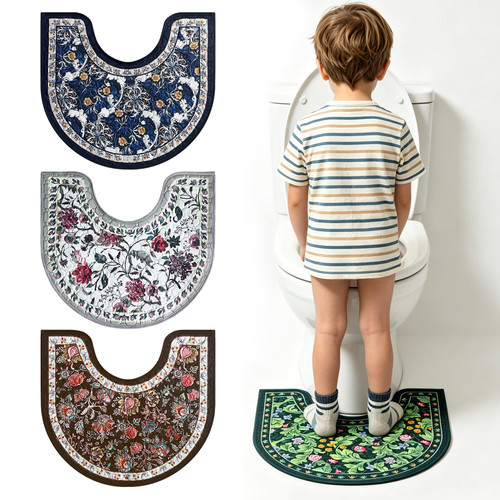 Homeqttomt 4 Pack Washable U-Shaped Toilet Rugs