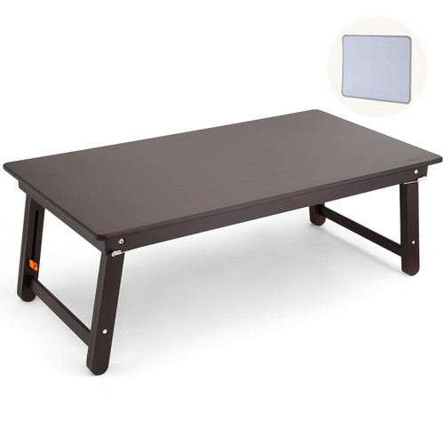 Nnewvante Large Size Floor Desk, Folding Low Coffee Table, Black Walnut