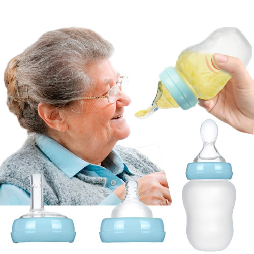 Drinking Aids Feeding Cup with Three Style Spoon Straw Teat for Disabled Dysphagia Cups for Adults Drink Water Soup Porridge Flow Feeding Bottle 180ml