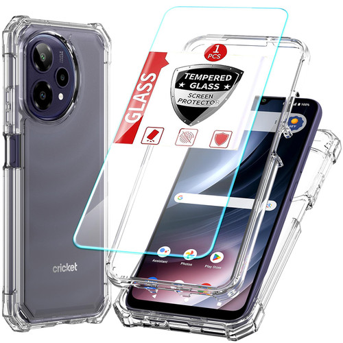 DpS for Cricket Icon Pro 2026/At&t Motivate Pro 2 Case 3-in-1,Cricket IconPro 2026 with Screen Protector, Dual-Layer Case Full Body,ATT MotivatePro 2 Hard PC Bumper & Silicone Back Cover. (Clear)