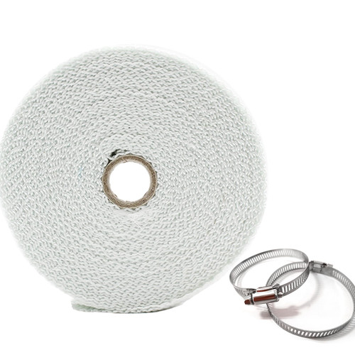 Eagles Fireproof Pipe Wrap, 2inch×32Ft, with 2 Clamps Tent Stove Pipe Wrap (White)