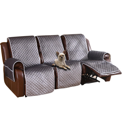 LUFEIJIASHI Non Slip Recliner Couch Covers for 3 Cushion Couch Sofa Reclining, Waterproof Recliner Sofa Covers 3 Seat, Velvet Reclining Couch Covers for Furniture Protector for Dogs Pets Dark Grey