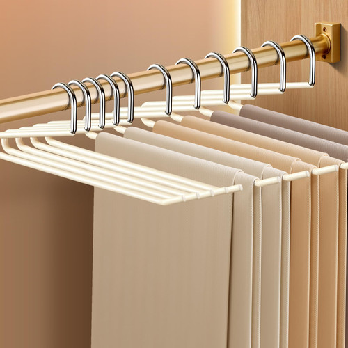 HUADYMEET 30 Pack Open Ended Pants Hangers,Space Saving,14 Inch,Beige