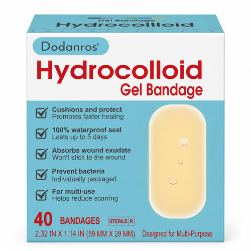 Dodanros Advanced Fast Healing Hydrocolloid Gel Bandages, Adhesive Wound Care Pads, 2.32 * 1.14 in, 40 Count