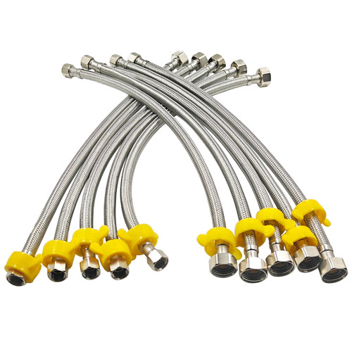 10PK 16In 3/8" Comp x 1/2" FIP Faucet Supply Lines for Bathroom