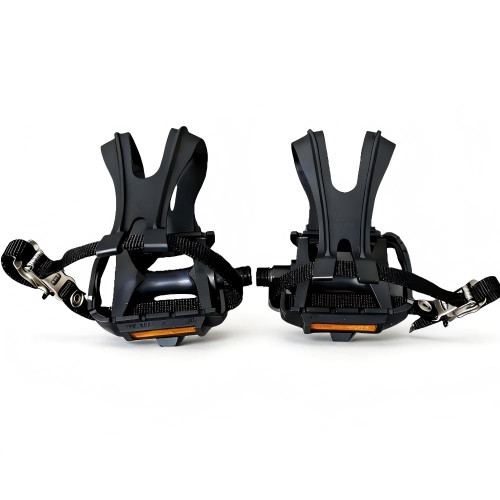 Wide Platform Bike Pedals, 9/16in with Toe Clips for Indoor Cycling