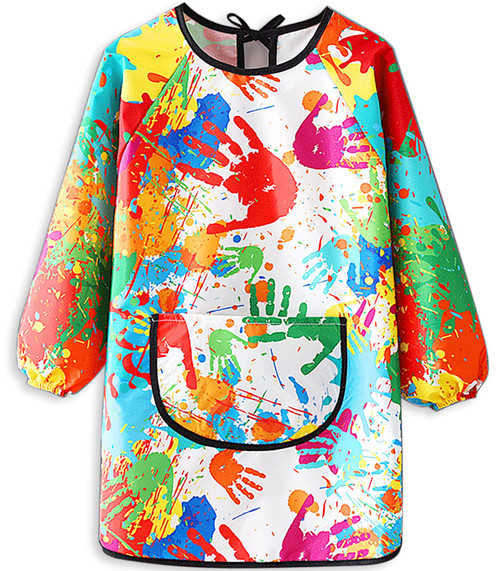 MINIQ Kids Art Smock,Waterproof Painting Apron Artist Smocks with Pocket Long Sleeves