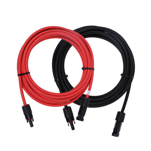 Renogy 20FT 10AWG Solar Extension Cables, M&F Connector, Black&Red, 1 Pair