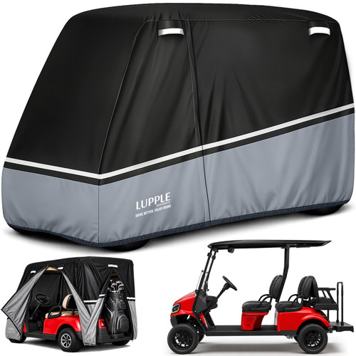 Extra Long Golf Cart Cover 6 Passenger, Fit for EZGO Express L6/S6, Club Car Villager, Universal Compatible with Most 6 Seater Brands, 600D Windproof Golf Cart Storage Winter Cover