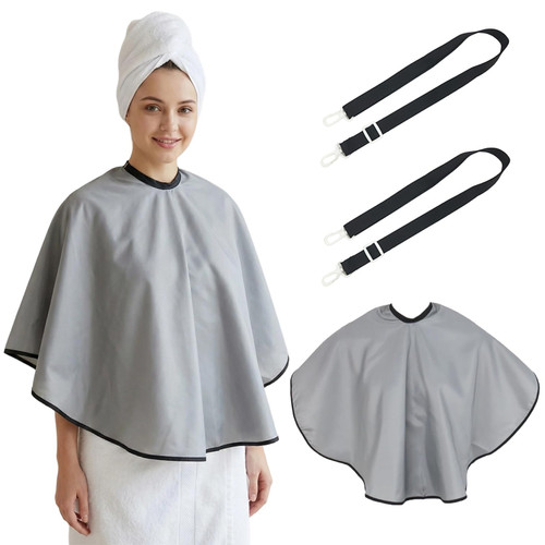 Waterproof Shower Cover for Shoulder Surgery & Mastectomy with Lanyard Drain Holder for Mastectomy Post Surgery Shower Protection Cape Mastectomy Drain Cover for Women（Gray）