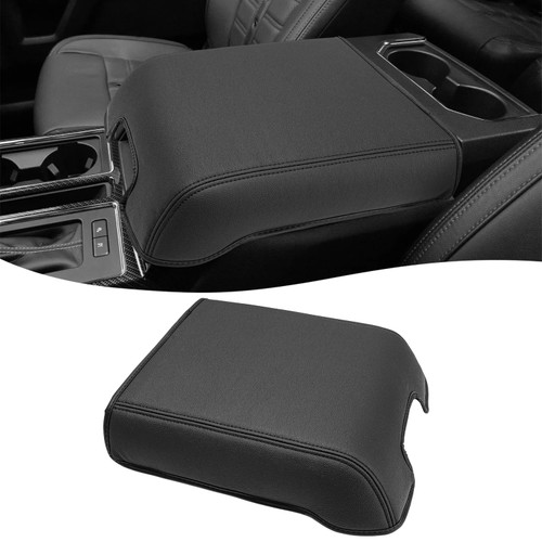 Eaglecover Center Console Cover for 2015-2020 F150 Accessories, F250 F350 F450 2017-2022, Expedition 2018-2024, PU Leather Middle Armrest Cusion Protector, Bucket Seat Only, Anti-Scratch, Black