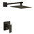 Heable Oil Rubbed Bronze Shower Faucet Set, Single Function Shower Trim Kit with Rough-in Valve, Square Rain Shower Head System Included Extra Long Shower Arm for Bathroom