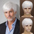 YYHR Mens White Wig Realistic Natural Synthetic Male Side Part Wig
