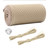 Ziciner Genuine Leather Steering Wheel Cover, Stitch on Wrap, Breathable Anti-Slip Car Steering Wheel Protector for Max Diameter 15 Inch, DIY Sewing with Needles Thread (Beige, Hole)