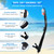 Snorkel Set - Pano 3 Window Dive Mask with Dry Top Snorkel, Shatterproof PC Glass, Anti-Fog, Liquid Silicone Skirt, Adjustable Straps, Snorkeling Gear for Adults, Youth (Black+Red 2 Pack)