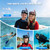 Snorkel Set - Pano 3 Window Dive Mask with Dry Top Snorkel, Shatterproof PC Glass, Anti-Fog, Liquid Silicone Skirt, Adjustable Straps, Snorkeling Gear for Adults, Youth (Black+Red 2 Pack)
