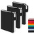 feela 3 Pack Pocket Notebook Journals with 3 Black Pens, A6 Mini Cute Small Journal Notebook Bulk Hardcover College Ruled Notepad with Pen Holder for Office School Supplies, 3.5”x 5.5”, Black