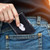 LIULIHUA LLH Leather Trifold Wallet - RFID Blocking with Stainless Steel Locking Clip Wallet, Minimalist Front Pocket RFID Protected Credit Card Holder(Lizard-Grain Black)