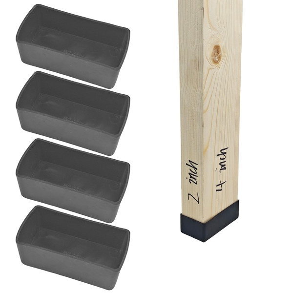 2x4 Wood Post End Cap - 4Pcs 2"x 4"Post caps (2 inch x4 inch) PVC Floor Protector,50mm*100mm Waterproof and Anti-Friction,Suitable for Table Legs, Chair Legs, armrests and Other Wood