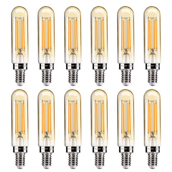 FLSNT Candelabra LED Light Bulbs 40W Equivalent, Dimmable E12 LED Chandelier Light Bulbs, T6/T25, 4W, 2200K Amber White, 300LM, CRI82, 12Pack