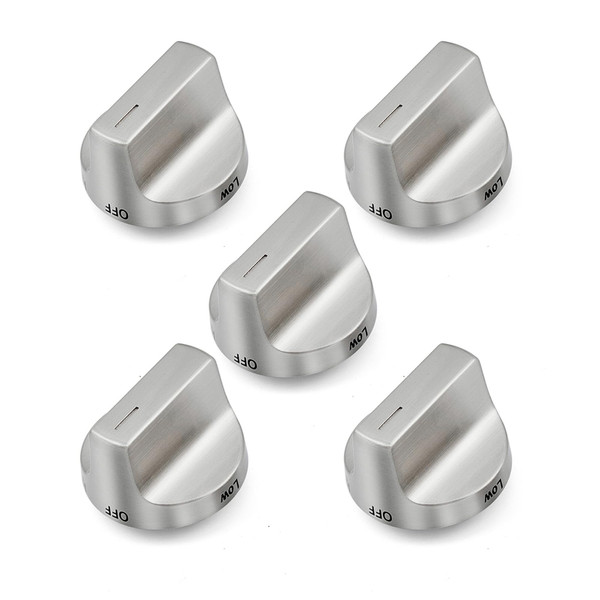 W11122880 Stove Knobs Replacement Parts for Whirlpool Gas Range Oven Whirlpool WFG745H0FS1 WFG770H0FZ0 Stainless Steel Range Surface Burner Control Cooktop Metal Gas Stove Knobs Parts 5 Pcs