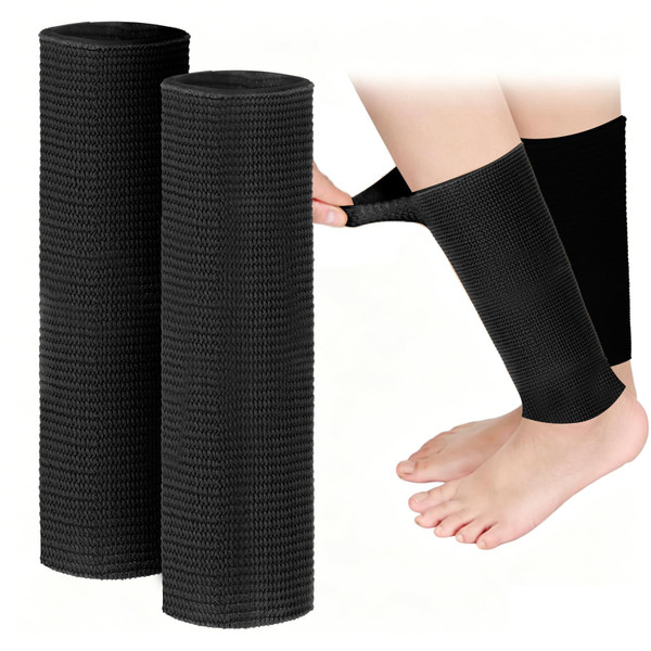 Sariiraw 4 Pcs Extra Long Ice Skate Ankle Gel Sleeves 9.84 Inch Padded Anti-Friction Ankle and Calf Protector for Figure Skating Skiing Hiking Boots Gel Lined Blister Prevention Comfort Sleeves