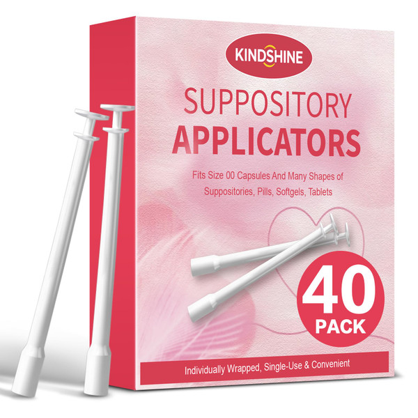 Kindshine 40 Pcs Disposable Suppository Applicators, Individually Wrapped