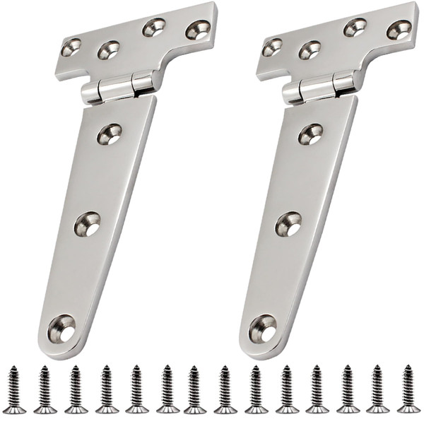 Laorde 316 Stainless Steel T Hinges Marine Grade 6'' x 3" Heavy Duty Boat Hatch Hinge (150 mm X 72 mm) 2 Pack Casting Cabinet Hardware Door Hinge with Screws