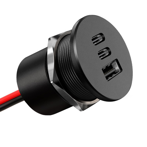 acegoo 78W 12V USB Outlet, 3 Port Fast Charging Aluminum Car USB C Charger