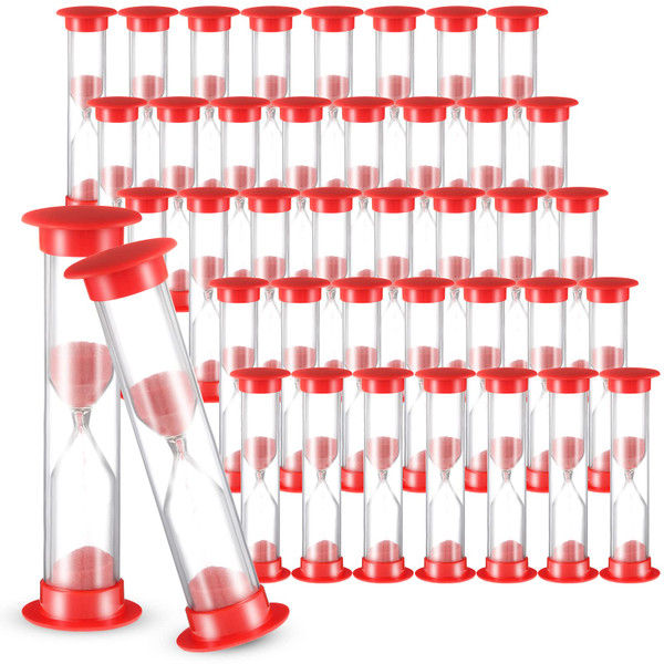 Geelin 40 Pcs 1 Minute Sand Timer for Kids Classroom Hourglass, Red
