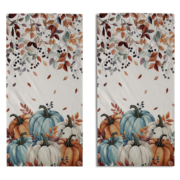 Fall Hand Towels for Bathroom Set of 2 Thanksgiving Pumpkins Autumn Leaves Harvest Theme Bathroom Hand Towels Decorative Seasonal Farmhouse Soft Absorbent Bath Towel for Gym Shower Hotel Spa Guest