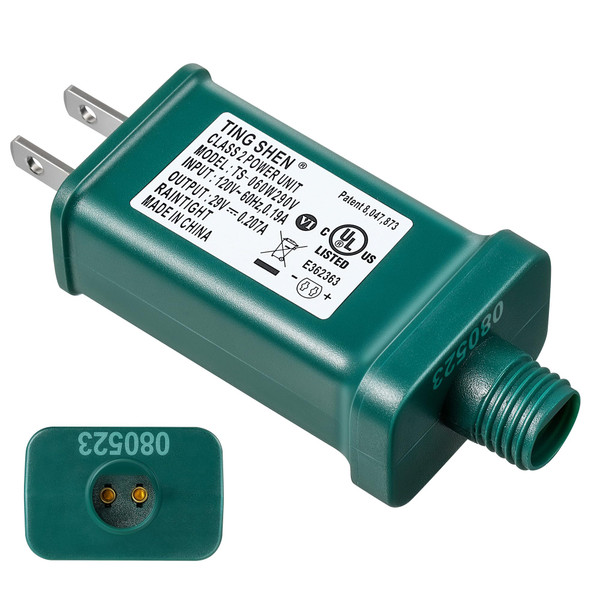 Enhon 29V LED Power Supply, UL Certification LED Transformer Replacement Class 2 Power Supply, Low Voltage Transformer US Plug Adapter for Christmas Tree Light, Green, Right Positive(TS-6W29V)
