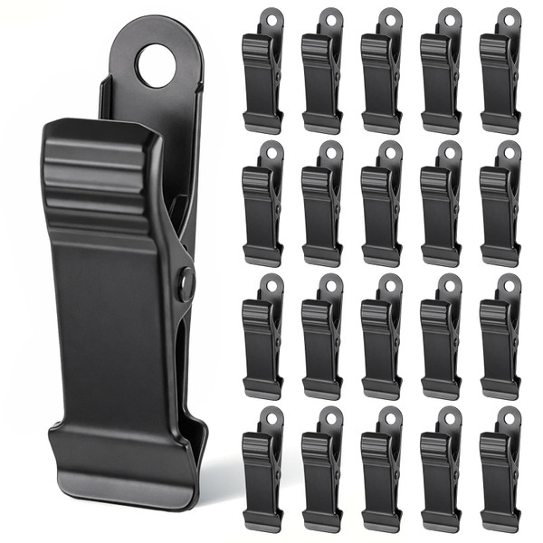 20 Pcs Metal Alligator Clips for Crafts, Flat Clips, Hanging Alligator Clip, Metal Mini Clamps, Spring Clamp, Stainless Steel Clip for Backdrop, Office, Photo, DIY Decoration (Black, 1.57 x 0.7 Inch)