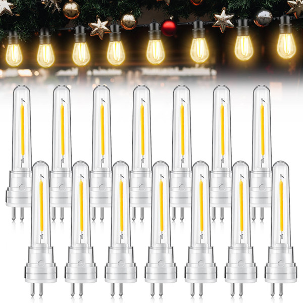 Meonum 14-Pack S14 LED String Light Bulbs, 1.7W, 2700K Warm White