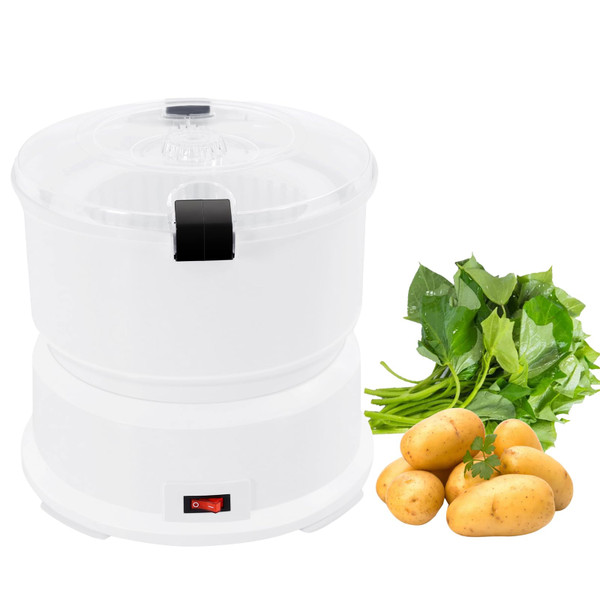 Electric Potato Peeler, 85W Automatic Potato Peeling Machine, 2-in-1 Multi-Functional Peeler Spinner for Kitchens Restaurants to Peel Potatoes, Dehydrate Vegetables, About 1 mins Peeling, White