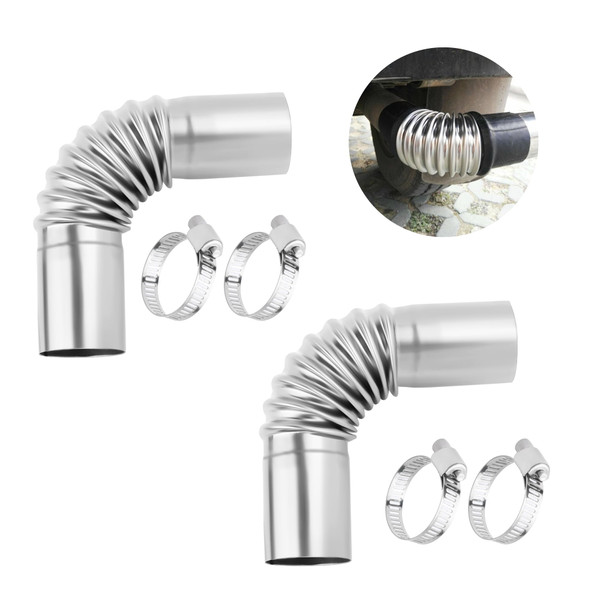 2PCS Air Parking Diesel Heater Exhaust Pipe,Stainless Steel 24mm Flexible Exhausts Pipe with Clamps,Diesel Heater Accessories Generator Exhaust Extension for Diesels Air Heaters (2PCS)