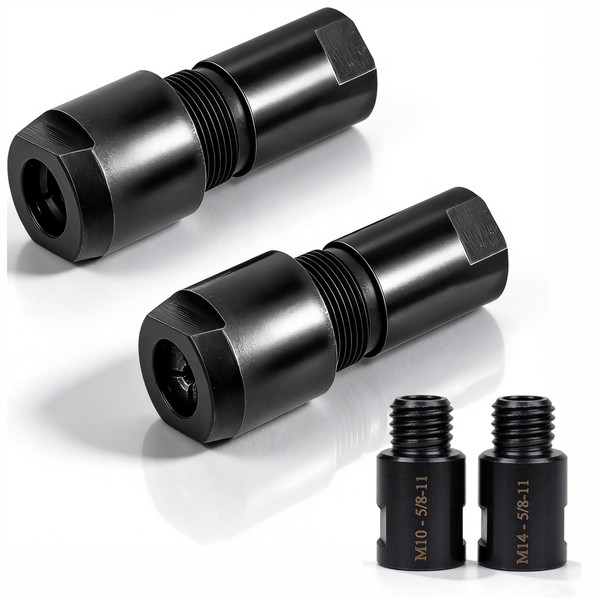 4PCS Adapter, 2PCS Angle Grinder to Die Grinder Adapter 5/8"-11 Thread to 1/4" (6mm) & 1/8" (3mm) Collet Chucks, 2 PCS Angle Grinder Attachment Converter M10/M14 Female to 5/8"-11 Male