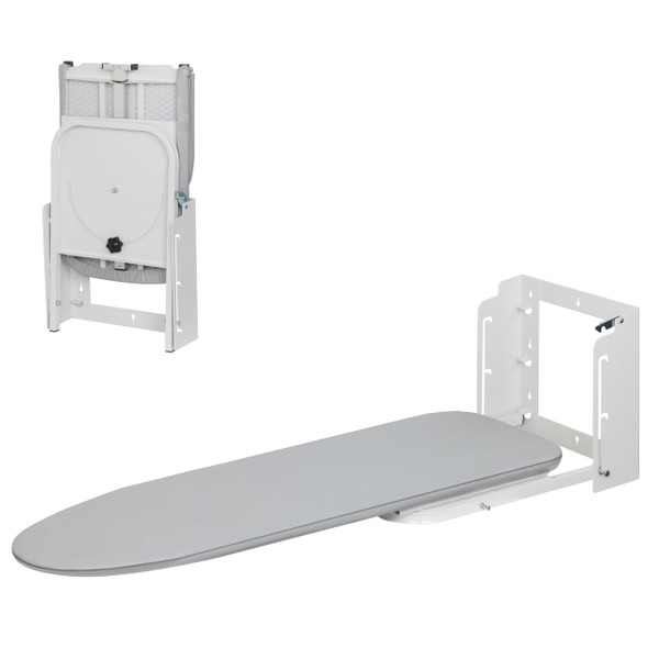 Zoes Homeware Wall Mounted Ironing Board, 180 Rotation, Space-Saving Fold Down, 36" x 12", Silver