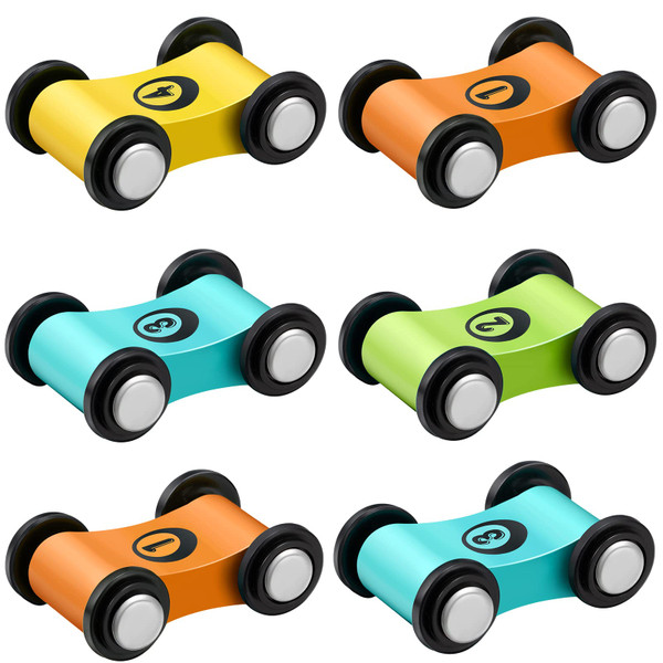 6 Pieces Wooden Mini Car Wooden Car Ramp Race Track Toys, Car Ramp Racer Toy Replacement Vehicle Set Race Party Favors