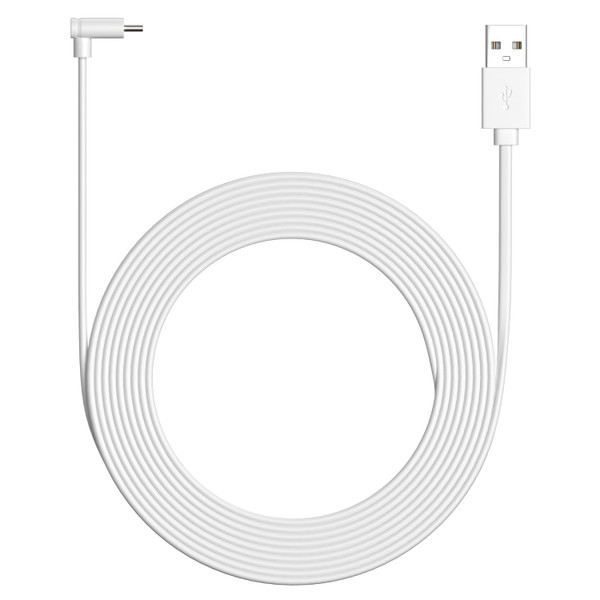 20ft USB-A to USB-C Power Cable, Compatible with Ring Indoor Cam Plus, White - Extra-Long Power Cord for Hard-to-Reach Placement (White, 20 ft)